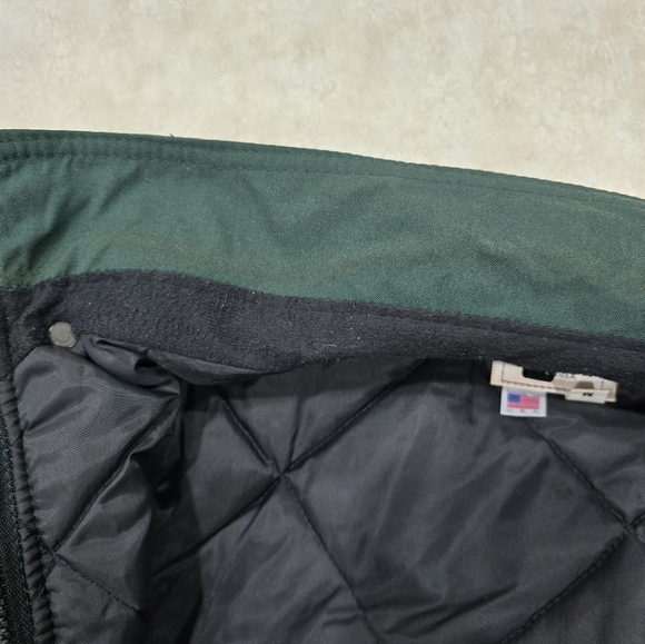 Bob Allen Mens Vintage Quilted Ultra Leather Barn Coat Jacket Green Black Medium - Picture 15 of 15